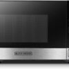 BLACK+DECKER Digital Microwave Oven with Turntable Push-Button Door, Child Safety Lock, Stainless Steel, 0.9 Cu Ft