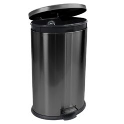 Better Homes & Gardens 10.5 Gallon Trash Can Stainless Steel Oval Kitchen Step Trash Can, Black Stainless Steel