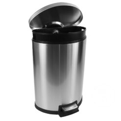 Kitchen Trash Can with Lid for Office Bedroom Bathroom Step Trash Bin Fingerprint-Proof Brushed Stainless Steel Trash Can 10 Gallon/ 40L