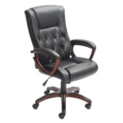 Better Homes and Gardens Executive, Mid-Back Manager's Office Chair with Arms, Black Bonded Leather, Black