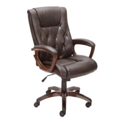 Better Homes and Gardens Executive, Mid-Back Manager's Office Chair with Arms, Brown Bonded Leather, Brown