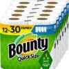 Bounty Quick-Size Paper Towels, White, 12 Family Rolls = 30 Regular Rolls (Packaging May Vary)