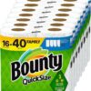 Bounty Quick-Size Paper Towels, White, 16 Family Rolls = 40 Regular Rolls (Packaging May Vary)