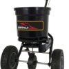 Brinly P20-500BHDF-A Push Spreader with Side Deflector Kit and Hopper Grate, 50 lb. Capacity, Matte Black