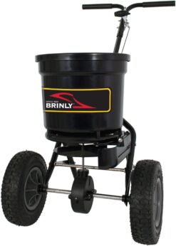 Brinly P20-500BHDF-A Push Spreader with Side Deflector Kit and Hopper Grate, 50 lb. Capacity, Matte Black