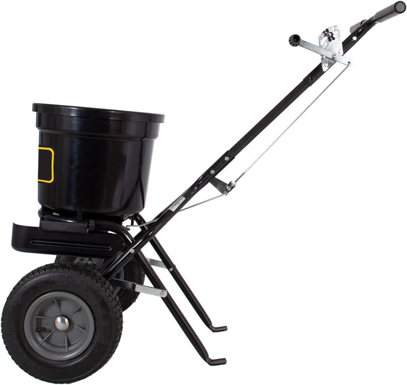 Brinly P20-500BHDF-A Push Spreader with Side Deflector Kit and Hopper Grate, 50 lb. Capacity, Matte Black1