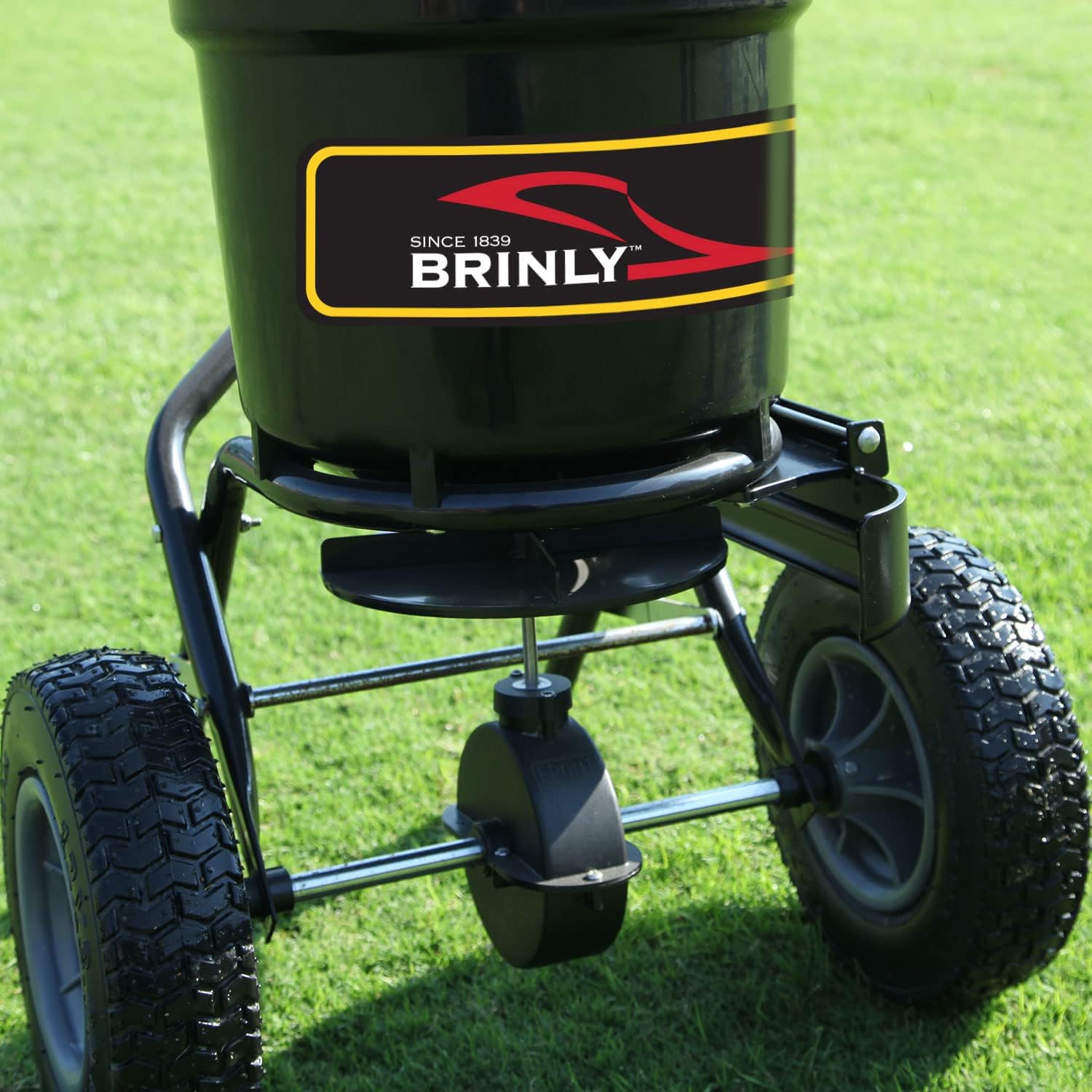 Brinly P20-500BHDF-A Push Spreader with Side Deflector Kit and Hopper Grate, 50 lb. Capacity, Matte Black7