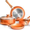 Clockitchen 6-piece Non-stick Cookware Set Pots and Pans Set for Cooking - Ceramic Coating Saucepan, Stock Pot with Lid, Frying Pan, Copper
