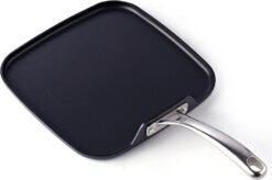 Cooks Standard Hard Anodized Nonstick Square Griddle Pan, 11 x 11-Inch, Black