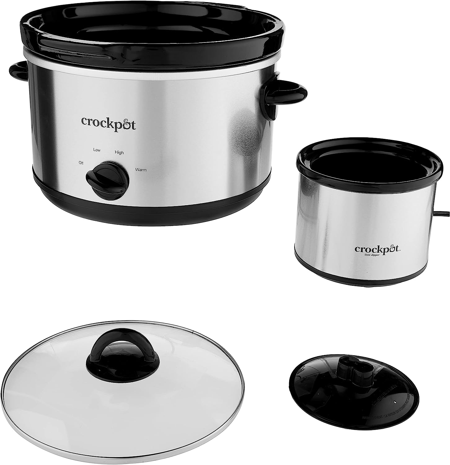 Crock-Pot SCR503SP 5-Quart Smudgeproof Round Manual Slow Cooker with Dipper,  Silver