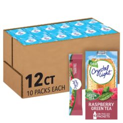 Crystal Light Sugar-Free Raspberry Green Tea On-The-Go Powdered Drink Mix 120 Count-10 Count (Pack of 12)