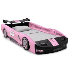 Delta Children Turbo Race Car Twin Bed, Pink