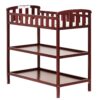 Dream On Me Emily Changing Table In Cherry, Comes With 1" Changing Pad, Features Two Shelves, Portable Changing Station, Made Of Sustainable New Zealand Pinewood