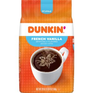 Dunkin' French Vanilla Flavored Ground Coffee, 20 Ounces (Pack of 6)