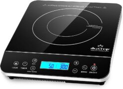 Duxtop Portable Induction Cooktop, Countertop Burner Induction Hot Plate with LCD Sensor Touch 1800 Watts, Silver 9600LS/BT-200DZ