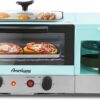 Elite Gourmet Americana 2 Slice, 9.5" Griddle with Glass Lid 3-in-1 Breakfast Center Station, 4-Cup Coffeemaker, Toaster Oven with 15-Min Timer, Heat Selector Mode, Blue, (EBK8810BL)