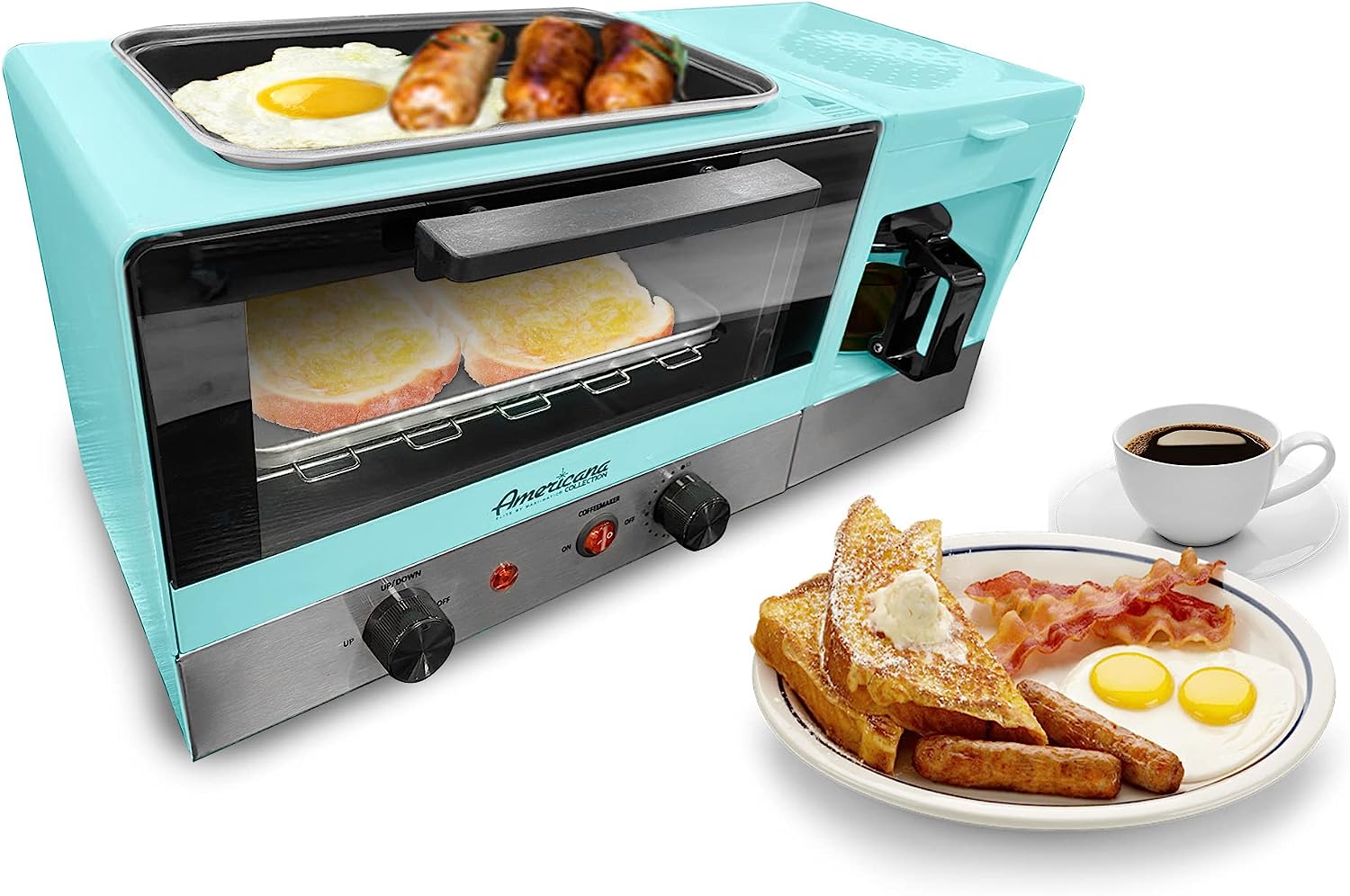 3-in-1 Breakfast Station - Toaster, Coffee Pot, and Griddle