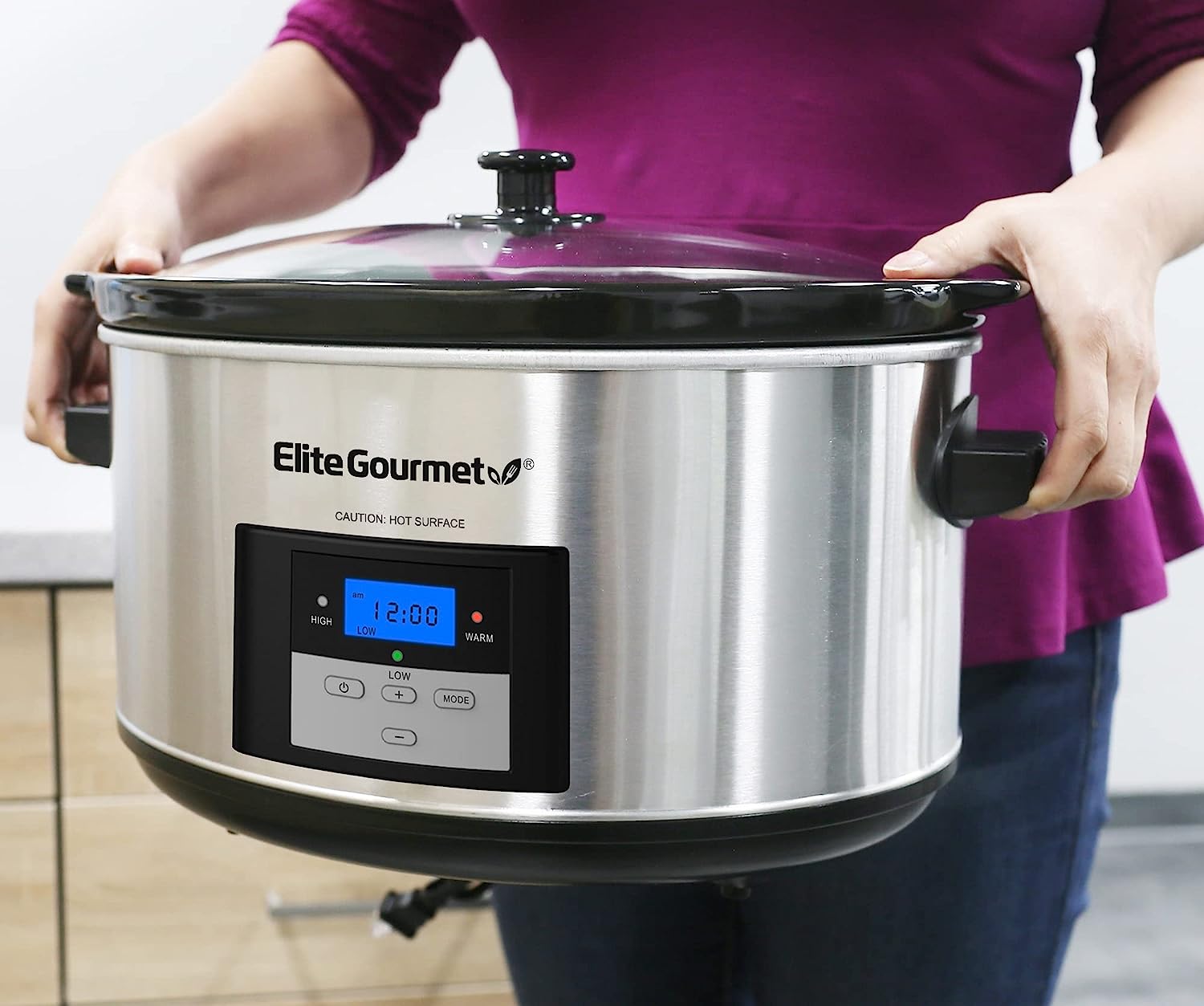 Elite Gourmet 8.5Qt. Digital Slow Cooker Stainless-Steel/Black MST