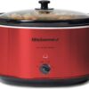 Elite Gourmet MST-900RXT Electric Ceramic XL Jumbo Slow Cooker, Adjustable Temp, Entrees, Sauces, Stews & Dips, Dishwasher Safe Glass Lid & Crock, 8.5 Quart, Metallic Red