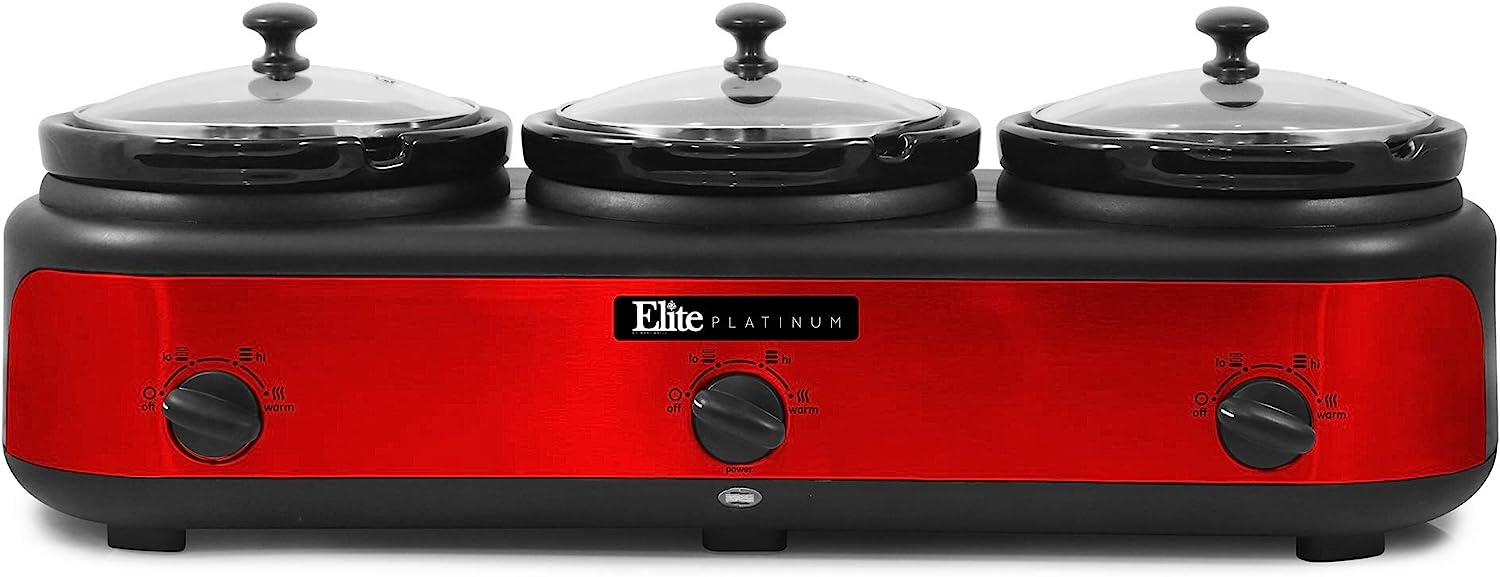 Elite Platinum EWMST-415 Maxi-Matic Triple Slow Cooker Buffet Server, – STL  PRO, Inc.