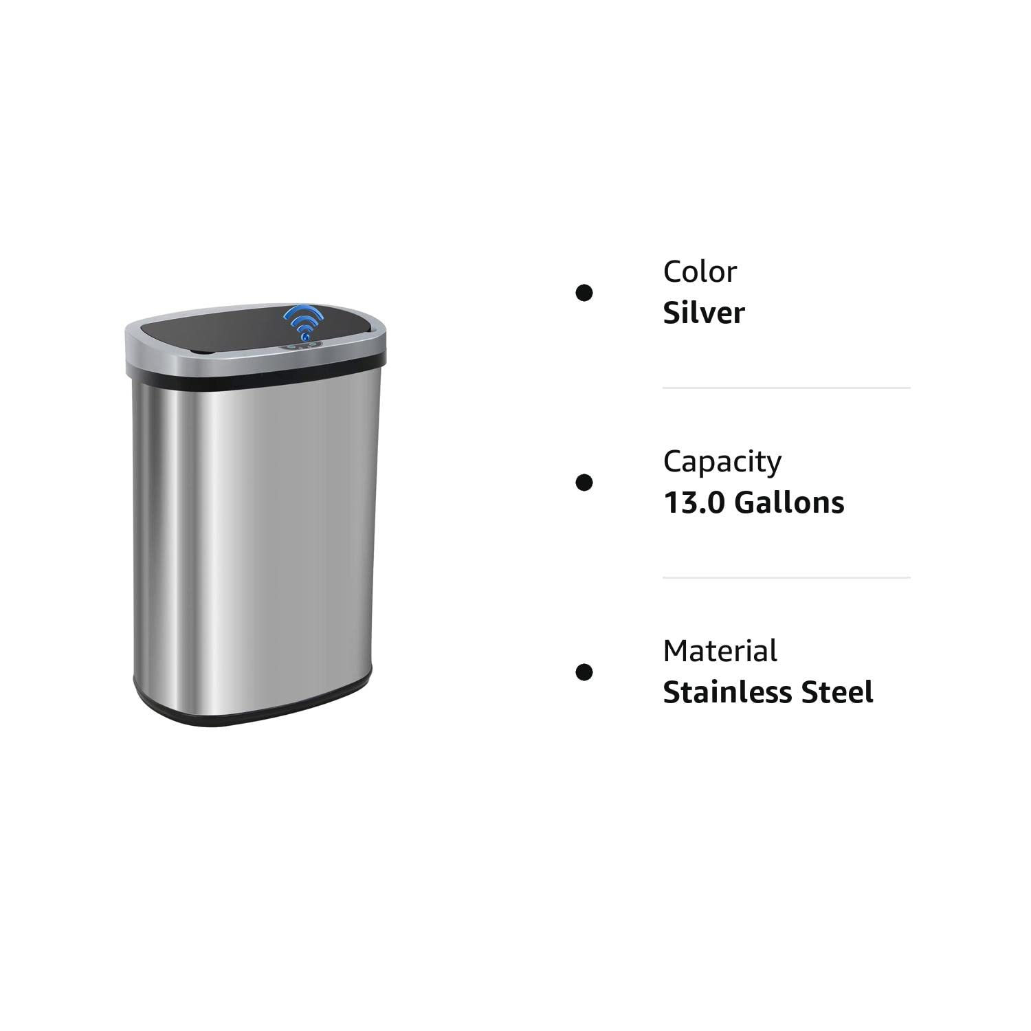  13 Gallon 50 Liter Kitchen Trash Can with Touch-Free