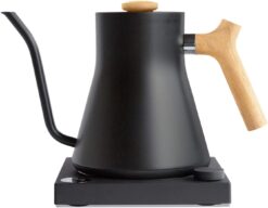 Fellow Stagg EKG Electric Gooseneck Kettle - Pour-Over Coffee and Tea Kettle - Stainless Steel Boiler - Quick Heating Electric Kettles for Boiling Water - Matte Black With Maple Handle