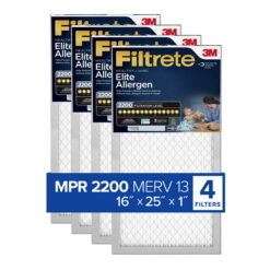 Filtrete by 3M 16x25x1, MERV 13, Elite Allergen Reduction HVAC Furnace Air Filter, MPR 2200, 4 Filters