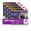 Filtrete by 3M 20x20x1, MERV 12, Advanced Allergen Reduction HVAC Furnace Air Filter, 1500 MPR, 4 Filters