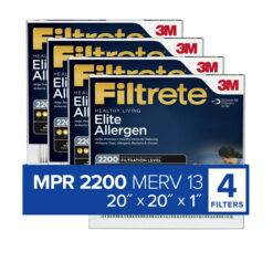 Filtrete by 3M 20x20x1, MERV 13, Elite Allergen Reduction HVAC Furnace Air Filter, MPR 2200, 4 Filters