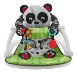 Fisher-Price Portable Baby Chair Sit-Me-Up Floor Seat with Developmental Toys and Crinkle & Squeaker Seat Pad, Panda Paws