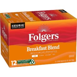 Folgers Breakfast Blend Mild Roast Coffee, 72 Keurig K-Cup Pods