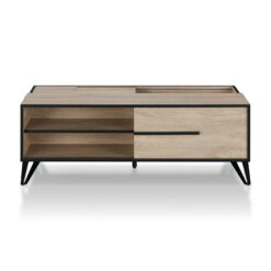 Furniture of America Saran Modern Wooden Multi-Storage Coffee Table, Natural Oak