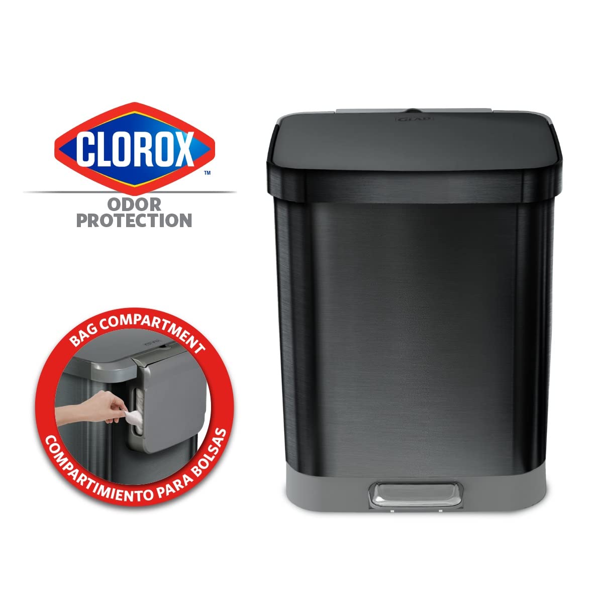Glad Stainless Steel Step Trash Can with Clorox Odor Protection  Large  Metal Kitchen Garbage Bin with Soft Close Lid, Foot Pedal and Waste Bag  Roll Holder, 20 Gallon, All Stainless - Yahoo Shopping