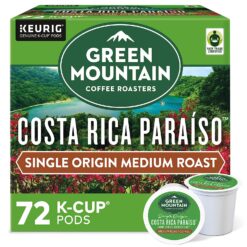 Green Mountain Coffee Roasters Costa Rica Paraiso, Single-Serve Keurig K-Cup Pods, Medium Roast Coffee Pods, 12 Count (Pack of 6)