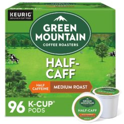 Green Mountain Coffee Roasters Half Caff, Single-Serve Keurig K-Cup Pods, Medium Roast Coffee, 24 Count (Pack of 4)