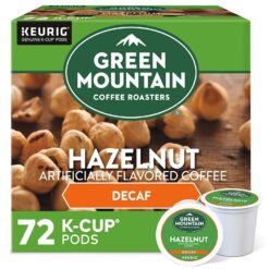 Green Mountain Coffee Roasters Hazelnut, Single Serve Coffee K-Cup Pod, Decaf, 12 Count (Pack of 6) (Packaging May Vary), 72 Count