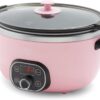 GreenLife Cook Duo Healthy Ceramic Nonstick Programmable 6 Quart Family-Sized Slow Cooker, PFAS-Free, Removable Lid and Pot, Digital Timer, Dishwasher Safe Parts, Pink