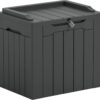 Greesum 31 Gallon Resin Deck Box Large Outdoor Storage for Patio Furniture, Garden Tools, Pool Supplies, Weatherproof and UV Resistant, Lockable, Dark Grey