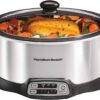 Hamilton Beach 33663 Programmable Slow Cooker Stovetop-Safe Sear & Cook Crock, Travel Lid Lock for Portable Transport, 6 Quart, Silver