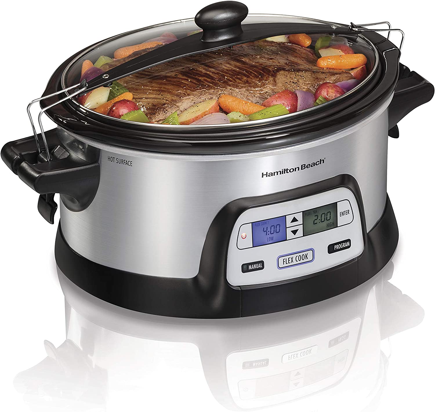 Portable 4-Qt Programmable Slow Cooker With Dual Digital Timer Lid Lock  Crockpot