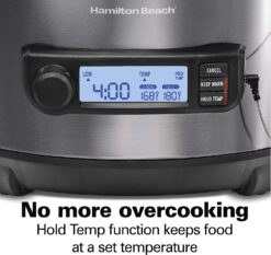  Hamilton Beach Portable 6 Quart Set & Forget Digital  Programmable Slow Cooker with Lid Lock, Temperature Probe, Dishwasher Safe  Crock & Lid, Black Stainless (33866) : Hamilton Beach: Everything Else