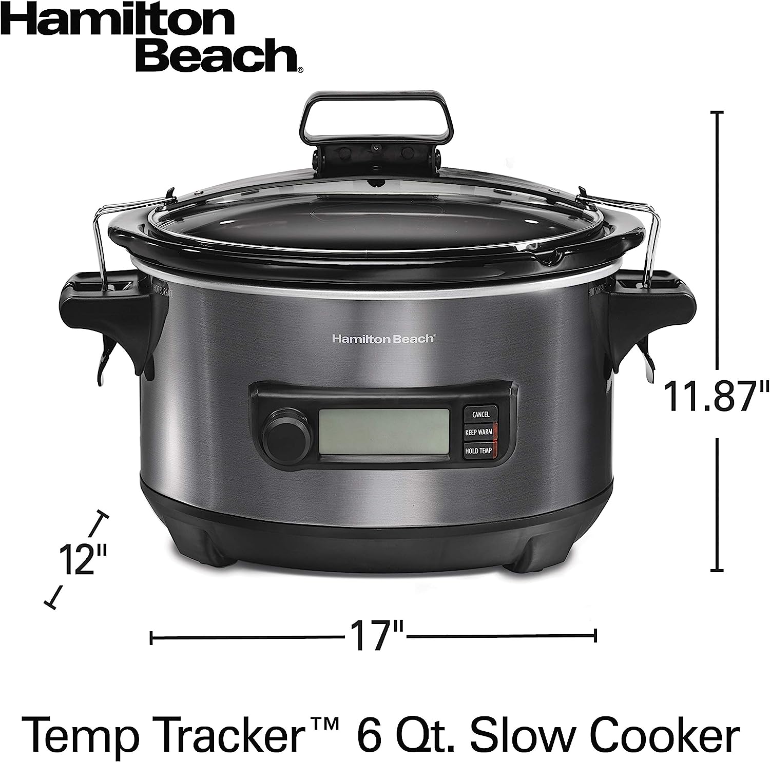 Hamilton Beach Portable 6 Quart Set & Forget Digital Programmable Slow  Cooker with Lid Lock, Temperature Probe, Dishwasher Safe Crock & Lid, Black  Stainless (33866)