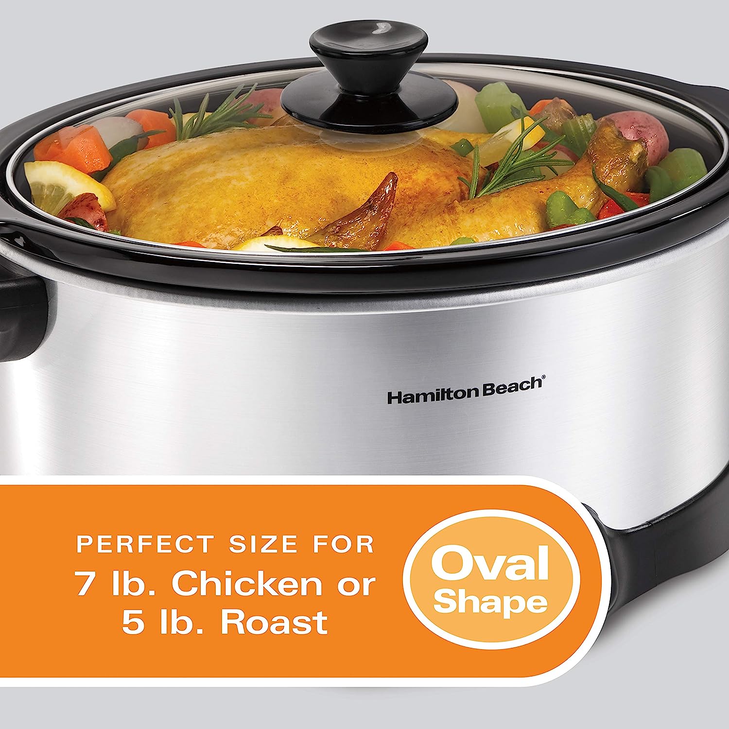Hamilton Beach 5-Quart Silver/Black Oval Slow Cooker in the Slow Cookers  department at
