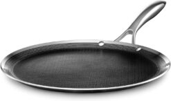 HexClad 12 Inch Hybrid Stainless Steel Griddle Non-Stick Fry Pan with Stay Cool Handle, Dishwasher and Oven Safe, Works with Induction, Ceramic, Electric, and Gas Cooktops