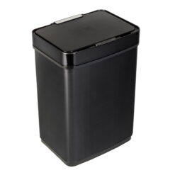 Honey Can Do 13.2 Gallon Trash Can, Touchless Kitchen Trash Can, Black Stainless Steel