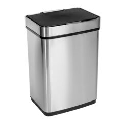 Honey Can Do 13.2 Gallon Trash Can, Touchless Kitchen Trash Can, Stainless Steel
