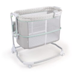 Ingenuity Dream & Grow Bedside Adjustable Baby Bassinet with Storage Pocket, Green/Gray