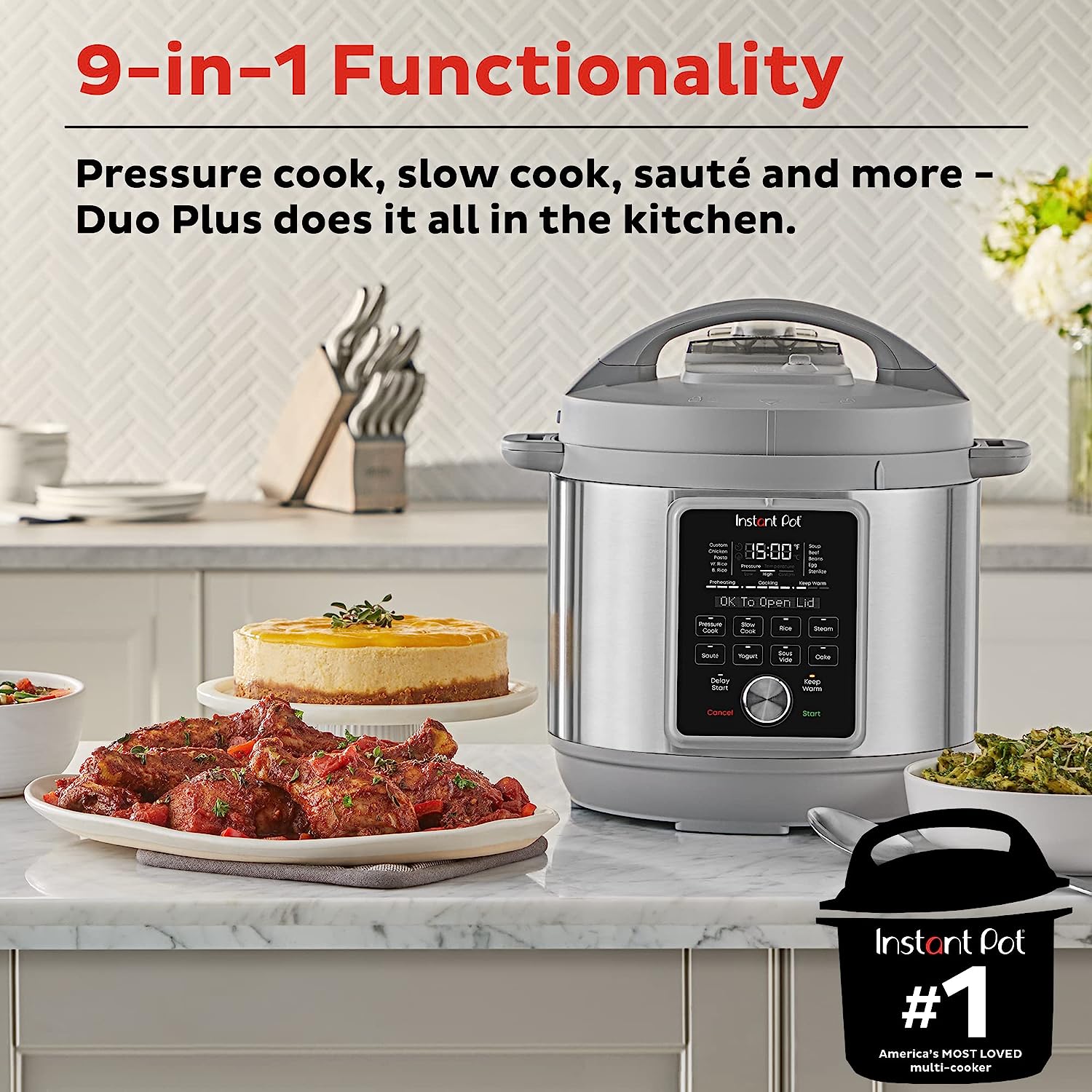 Instant Pot Duo Plus, 8-Quart Whisper Quiet 9-in-1 Electric Pressure Cooker,  Slow Cooker, Rice Cooker, Steamer, Sauté, Yogurt Maker, Warmer &  Sterilizer, App With Over 800 Recipes, Stainless Steel