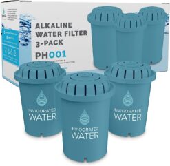 Invigorated Water PH001 - Aqua Alkaline Water Filter – Replacement Water Filter By Invigorated Water – Water Filter Cartridge - For Invigorated Living Pitcher, 96 Gallon Capacity (3 pack)