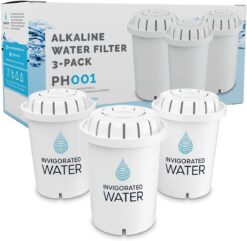 Invigorated Water PH001 - White Alkaline Water Filter – Replacement Water Filter By Invigorated Water – Water Filter Cartridge - For Invigorated Living Pitcher, 300 Gallon Capacity (3 pack)